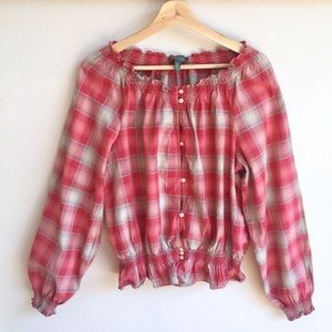 💋Ralph Lauren Heritage Plaid Off-The-Shoulder Top